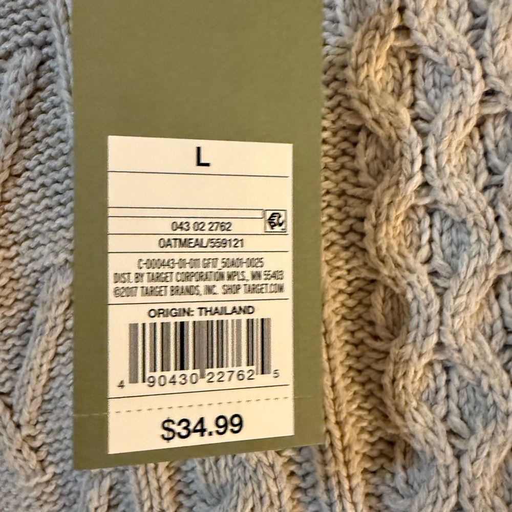 Goodfellow & Co Oatmeal Chunky Knit Crew Neck Sweater - Picture 5 of 5